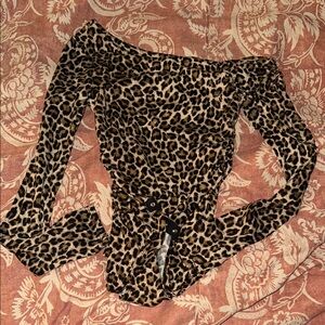 Leopard Print Off-Shoulder Bodysuit